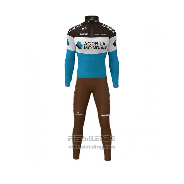 2019 Fietskleding Ag2r La Mondiale Zwart Wit Blauw Lange Mouwen en Koersbroek